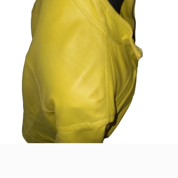 Josephine Vibrant Yellow Genuine Leather Jacket - Picture 4 of 11